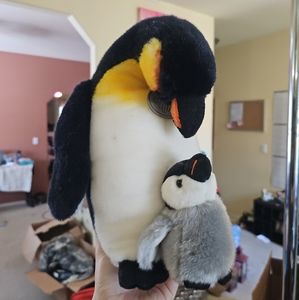 Vintage Yomiko Classics Russ Plush Penguin Mother and Baby Stuffed Animal